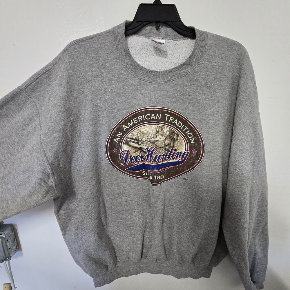 Jeerzees Sweatshirt An‎ American Tradition Vintage Mens Size 2X Gray Graphic